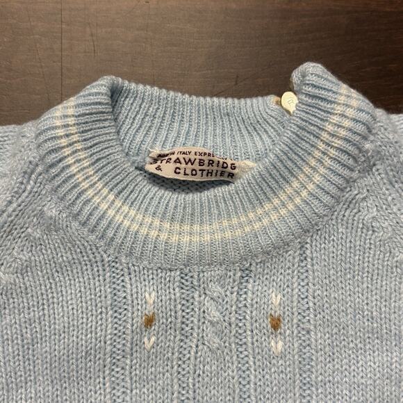 Vtg Italy Knit Romper Baby Blue One Piece Sz 3m mittens Strawbridge & Clothier - Picture 4 of 11